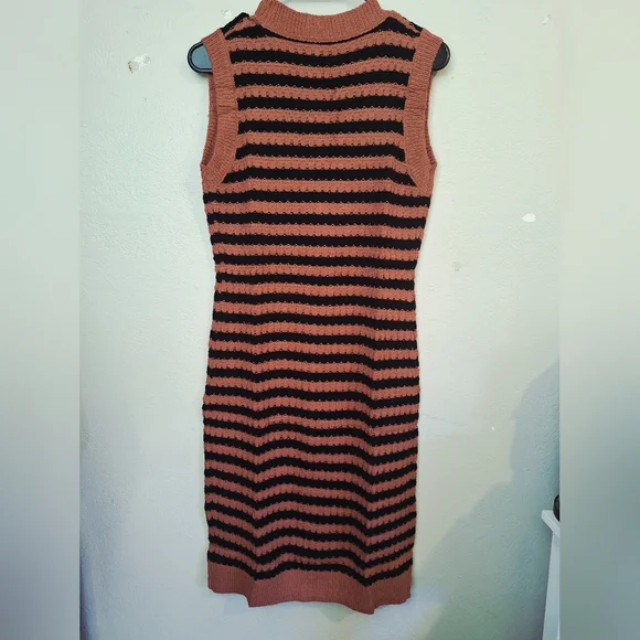 NWOT Striped Black and Rust Button-Down Knit Cardigan - Picture 7 of 7